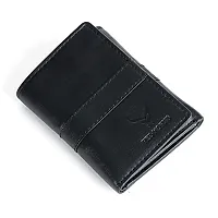 REDHORNS Stylish Genuine Leather Wallet for Men Lightweight Tri-Fold Slim Wallet with Card Holder Slots Purse for Men (TF105R1_Black)-thumb4