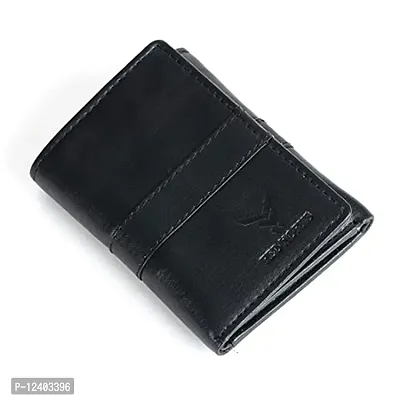 REDHORNS Stylish Genuine Leather Wallet for Men Lightweight Tri-Fold Slim Wallet with Card Holder Slots Purse for Men (TF105R1_Black)-thumb5