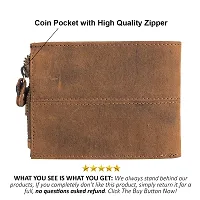 REDHORNS Stylish Genuine Leather Wallet for Men Lightweight Bi-Fold Slim Wallet with Card Holder Slots Purse for Men (WC-720LH_Light Hunter)-thumb3