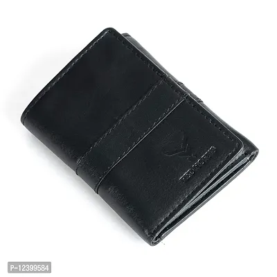 REDHORNS Stylish Genuine Leather Wallet for Men Lightweight Tri-Fold Slim Wallet with Card Holder Slots Purse for Men (TF105R1-mp_Black)-thumb3