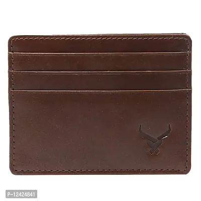 REDHORNS Genuine Leather Card Holder Money Wallet 3-Slot Slim Credit Debit Coin Purse for Men & Women (RD379B_Brown)