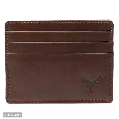 REDHORNS Genuine Leather Card Holder Money Wallet 3-Slot Slim Credit Debit Coin Purse for Men & Women (RD379B_Brown)-thumb0