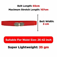 REDHORNS Elastic Fabric Waist Belt for Women Dresses Floral Design Stretchy Slim Ladies Belt for Saree Girls Jeans - Free Size (LD70N_Red)-thumb2