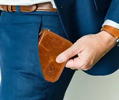 REDHORNS Genuine Leather Zipper Card Holder Money Wallet 16-Slot Slim Credit Debit Coin Purse for Men  Women (RD001F_Tan)-thumb1