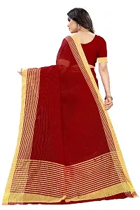 Striped  Chanderi Cotton  Saree with Blouse piece-thumb2