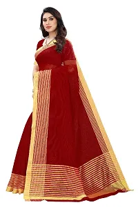 Striped  Chanderi Cotton  Saree with Blouse piece-thumb3