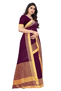 Striped  Chanderi Cotton  Saree with Blouse piece-thumb3