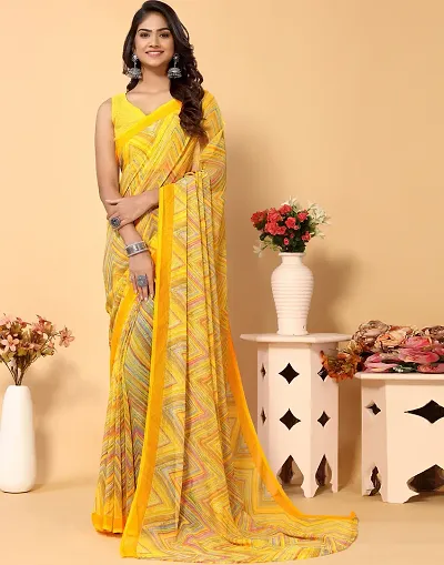 Stylish Crepe Saree with Blouse piece For Women