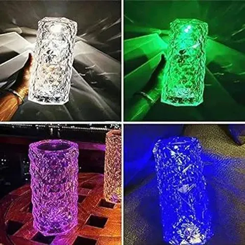 CRYSTAL ROSE TABLE LAMP 16 COLOUR LED NIGHT LIGHTS FOR ROOM DECORATION, PHOTOGRAPHY, GIFT, BEDROOM, USB RECHARGABLE .