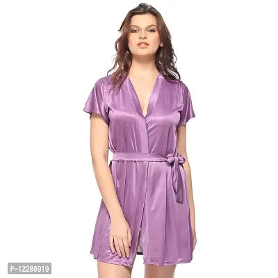 FEIJOA Women Satin Robe Nightwear Purple