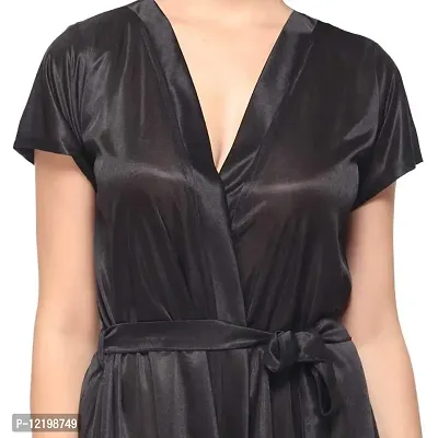 FEIJOA Women Satin Robe Nightwear Black-thumb4