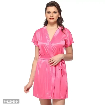 FEIJOA Women Satin Robe Nightwear Dark Pink