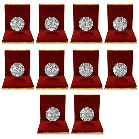 MHE Laxmi Ganesh Ji German Silver Plated 10 g with Coin Box -10 Pcs