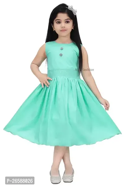 Fabulous Turquoise Cotton Blend Embroidered Frocks For Girls