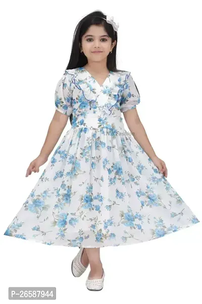 Fabulous White Cotton Blend Embroidered Frocks For Girls