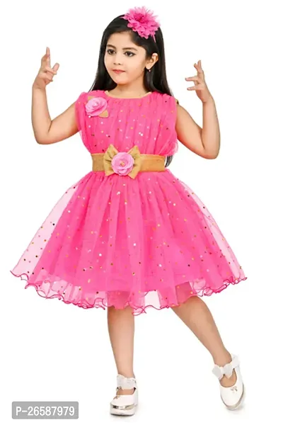 Fabulous Pink Cotton Blend Embroidered Frocks For Girls