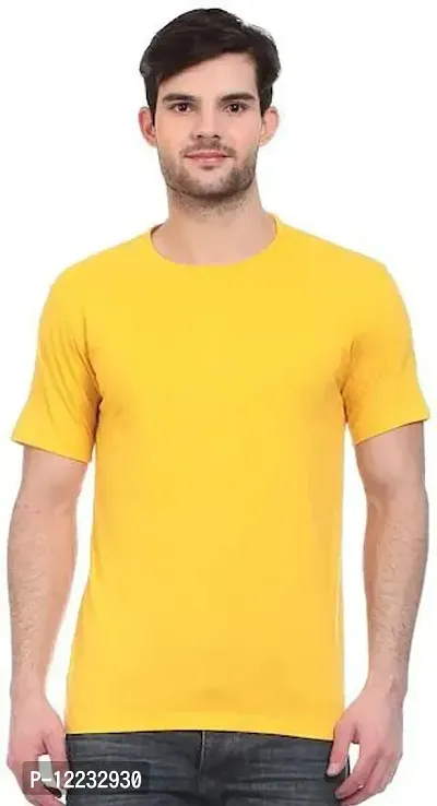 Reliable Yellow Polyester Printed Round Neck Tees For Men-thumb0