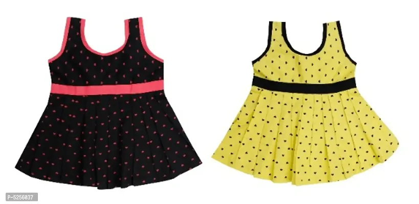 Girls, Baby Girls Midi/Knee Length Casual Dress  (Multicolor, Sleeveless, Pack Of 2)-thumb0