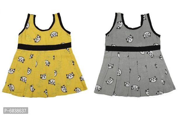 Baby Girls Midi/Knee Length Casual Dress (Multicolor, Sleeveless) ( Pack Of 2 )-thumb0