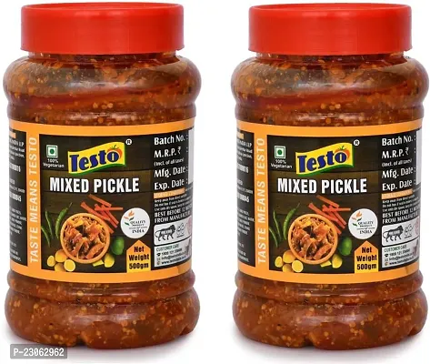 Testo Mixed Pickle (500Gm X 2) Mixed Vegetable Picklenbsp;nbsp;(2 X 0.5 Kg)-thumb0