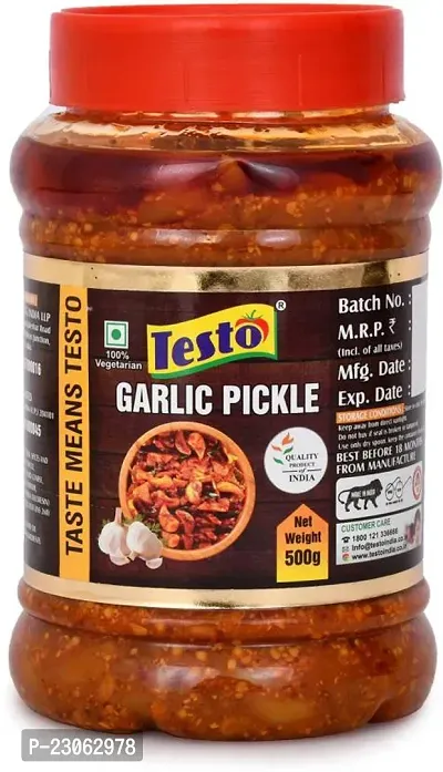 Testo Garlic Pickle Lahsun Ka Achaar With Natural Ingredients 500 Grams Garlic Picklenbsp;nbsp;(500 G)-thumb0
