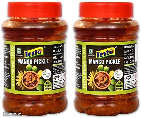 Testo Mango Pickle(500Gm X 2) Aam Ka Achaar With Natural Ingredients Mango Picklenbsp;nbsp;(2 X 0.5 Kg)-thumb0