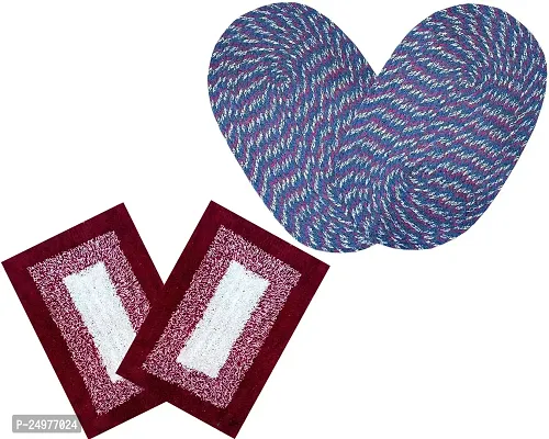 SHF? Door Mats for Home 100% Cotton Set of 4 pc Multicolor