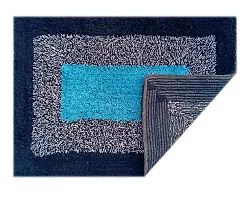 SHF Cotton Door Mats Bathmats Size 40x60 cm Nevy Color- Set 4 pc Bath Mat Stripes Lines Design, Bathroom Rug Floor Mats, Water Absorbent Anti-Skid Kitchen, Floor Mat, Entrance Way-thumb2