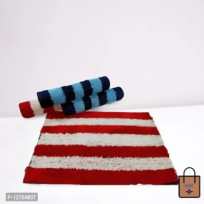 Designer Cotton Striped Door Mats -Pack Of 4-thumb0