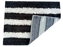 SHF Cotton Door Mats Bathmats Size 40x60 cm Nevy Color- Set 4 pc Bath Mat Stripes Lines Design, Bathroom Rug Floor Mats, Water Absorbent Anti-Skid Kitchen, Floor Mat, Entrance Way-thumb2