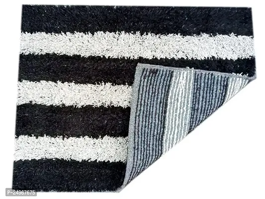 SHF Cotton Door Mats Bathmats Size 40x60 cm Nevy Color- Set 4 pc Bath Mat Stripes Lines Design, Bathroom Rug Floor Mats, Water Absorbent Anti-Skid Kitchen, Floor Mat, Entrance Way-thumb3