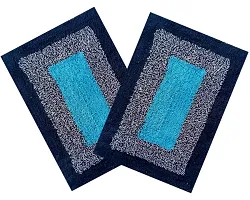 SHF Cotton Solid Outdoor Kitchens Door Mat (Set of 4, 40x60 cm, Navy Blue)-thumb1