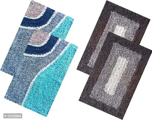 Designer Cotton Self Pattern Door Mats -Pack Of 4