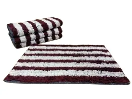 SHF Cotton Door Mats Bathmats Size 40x60 cm Nevy Color- Set 4 pc Bath Mat Stripes Lines Design, Bathroom Rug Floor Mats, Water Absorbent Anti-Skid Kitchen, Floor Mat, Entrance Way-thumb1