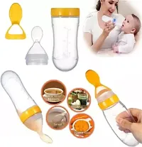 Mass Enterprises Baby Training Silicone Spoon Rice Cereal Squeeze Baby Bottle Spoon Safe Tableware Baby Feeding Bottle 1 Pcs (Multicolor)-thumb2