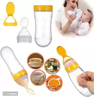 Mass Enterprises Baby Training Silicone Spoon Rice Cereal Squeeze Baby Bottle Spoon Safe Tableware Baby Feeding Bottle 1 Pcs (Multicolor)-thumb3