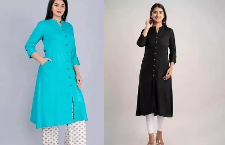 Stylish Solid Kurta For Women Pack Of 2