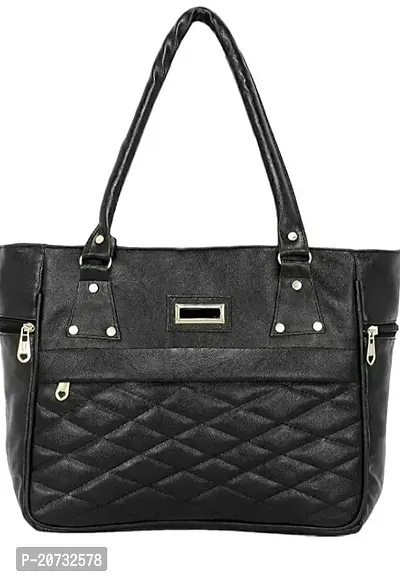 Stylish Black PU Leather Solid Handbags For Women