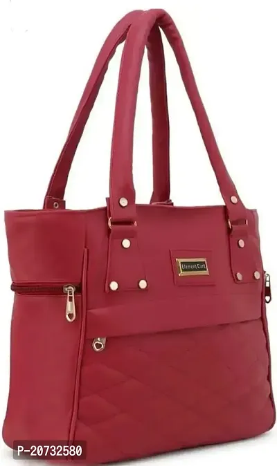 Stylish Maroon PU Leather Solid Handbags For Women-thumb0