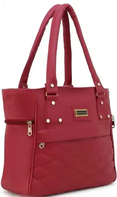 Stylish Maroon PU Leather Solid Handbags For Women