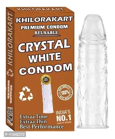 Khilorakart Hard Core Raised Rebbed Condom Crystel White Extra Time Extra Thin