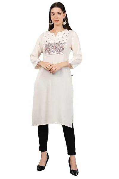 Stylish Viscose Rayon Embroidered Kurta For Women