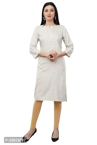 Stylish White Viscose Rayon Printed Kurta For Women-thumb0