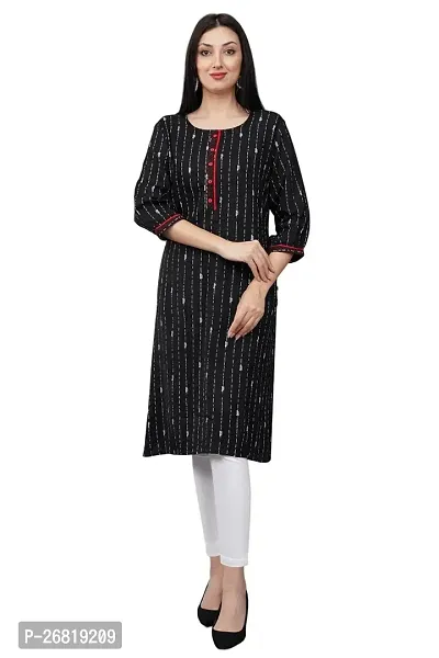 Stylish Black Viscose Rayon Printed Kurta For Women