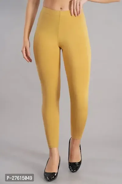 Classic Cotton Lycra Solid Ankle Length Leggings For Women