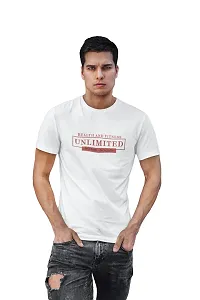 Classy Creation Heath and Fitness, Unlimited, No Pain, No Gain, (BG Light Brown), (WhiteTshirt) - Round Neck Gym Tshirt - Clothes for Gym Lovers - Suitable for Gym Going Person-thumb1