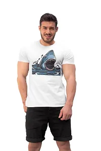 Aayansh CREATION Shark Attacking - White - Printed T-Shirts -Abstract Funny Thoughtful Creative Illustrations - Men's Stylish Clothing - Cool tees for Boys-thumb4