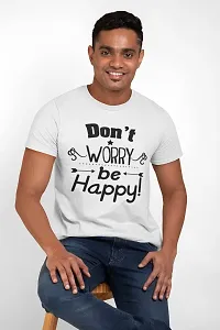 Aayansh CREATION Don't Worry be Happy - White - Printed T-Shirts - Men's Stylish Clothing - Cool tees for Boys-thumb3