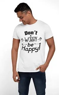 Aayansh CREATION Don't Worry be Happy - White - Printed T-Shirts - Men's Stylish Clothing - Cool tees for Boys-thumb2