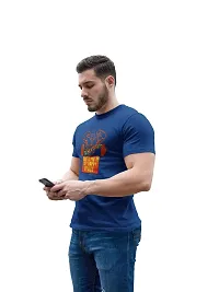 Classy Creation The Gym is My Happy Place, (BG Orange), Round Neck Gym Tshirt (Blue Tshirt) - Clothes for Gym Lovers - Suitable for Gym Going Person-thumb2